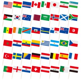 ZXvZYT 48 Country Flag 2026 Patriotic National Soccer Toothpick Flags,Small Mini Countries World Cupcake Toppers Stick flags - Soccer Party Cocktail Fruit Decoration(96 Pcs)