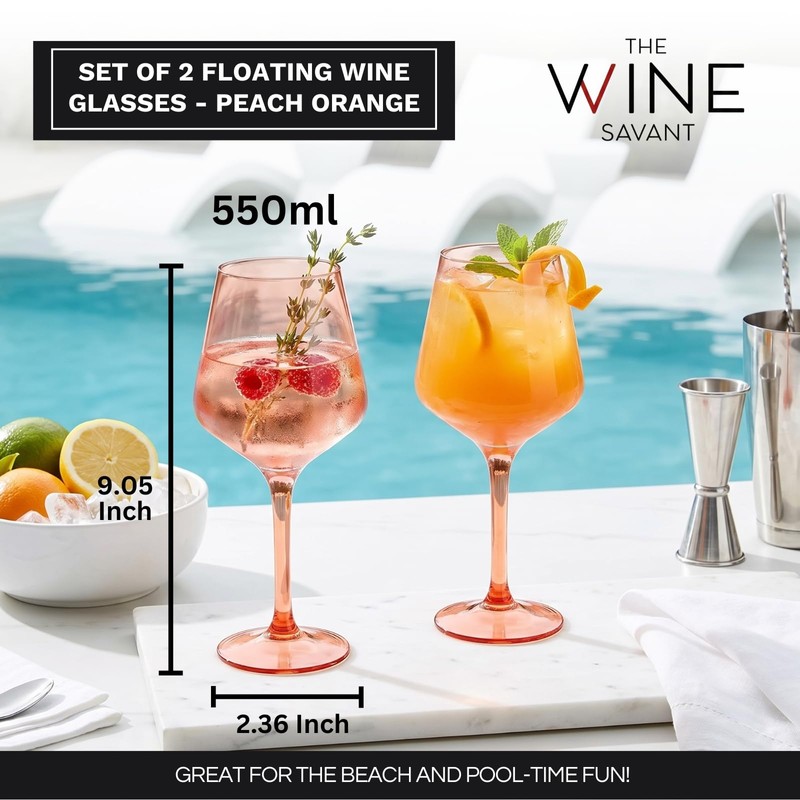 Floating Wine Glasses for Pool (18 Oz | Set of