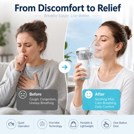 Portable Mesh Nebulizer for Prescribed Inhalation Use – 3 Mist Levels with Adult & Child Masks