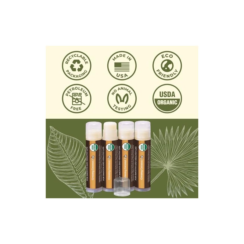 Bálsamo labial orgánico USDA de Earth's Daughter, paquete de 4