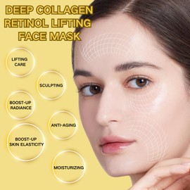 Deep Collagen Retinol Tension Boost Up Mask Set - Korean Face Mask for Face Tightening and Lifting - Collagen Face Mask for V-Line, Smile Line & Forehead Wrinkles, Korean Skincare, 4PCS