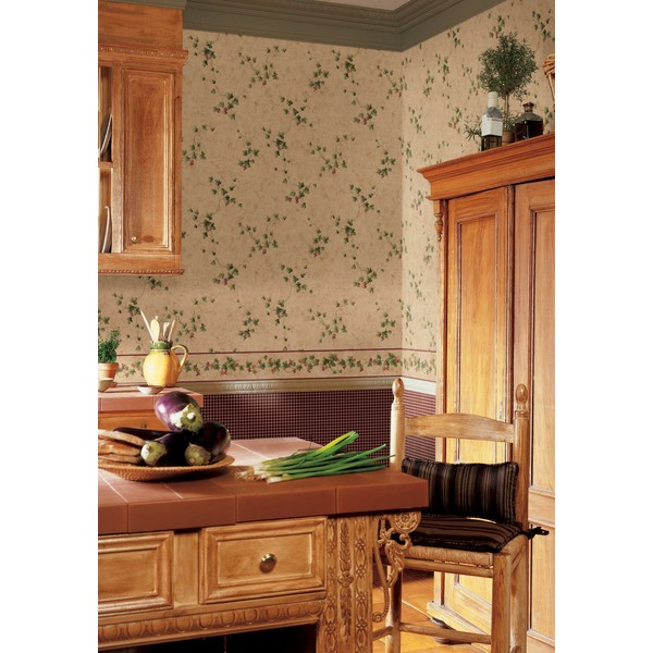 York Wallcoverings Small Treasures Textured Ivy Grape Prepasted Border, White/Green/Cranberry