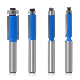 4 Piece Flush Cutter 8 mm Shank, Milling Cutter Set for Router, Flush Cutter with Ball Bearing Top, Router Bits for Wood, for Woodworking Tools for Cutting (1)