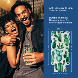 QualityPerfection Slim Can Cooler Sleeves, Neoprene 4mm Thickness (6 Units) Beer/Energy Drink Tall Skinny 12oz Neoprene Coolie (6, Leopard)