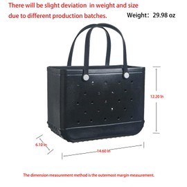 Eushdiid Rubber Tote Bag - Stylish Beach Bags for Outdoor Activities, Waterproof, Sandproof, and Portable Handbag for Sports (Black)