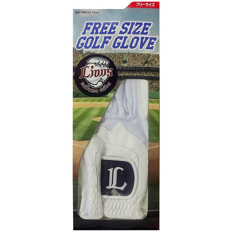 LEZAX SLGL-4611 Saitama Seibu Lions Golf Gloves, Left Hand, White