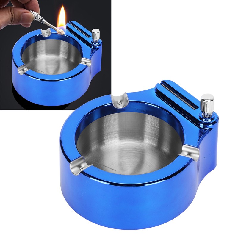 Stainless Steel Ashtray with Matches Lighter Function for Home Office