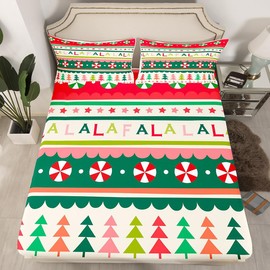 Erosebridal - Juego de sábanas de Navidad para niños y niñas, juego de sábanas temáticas de Navidad para regalos de Papá Noel, sábana bajera ajustable con temática de invierno, 3 piezas con temática de Nochebuena