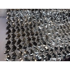 NEW CREATIONS FABRIC AND FOAM INC SILVER-WHITE CHEVRON EMBROIDERY WITH LONG SEQUINS ON A MESH-SOLD BY THE YARD.