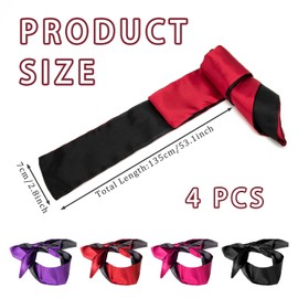 SYEYCW 4 Stück Satin Augenbinde, Weiche Schlafmask, Verstellbare Augenabdeckung, Reise-Augenmaske, Satin Schlafmaske, für Frauen, Männer, Erwachsene, Paare, Rosa, Schwarz, Burgund, Lila