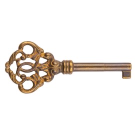 UNIQANTIQ HARDWARE SUPPLY Antique Brass Skeleton Key for Grandfather Clock, Cabinet Doors, Dresser Drawers - Hollow Barrel Key Replacement - Antique Skeleton Keys for Furniture | SK41-BHA
