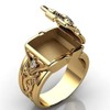 Ganquya Men's Hip Hop Cubic Zirconia Ring,Mini Secret Compartment Storage