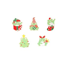 Christmas Green Frog Enamel Pins Present Sock Tree Hat Custom Pin Brooch Badge Accessories Backpack Gift for Friends Jewelry Accessories