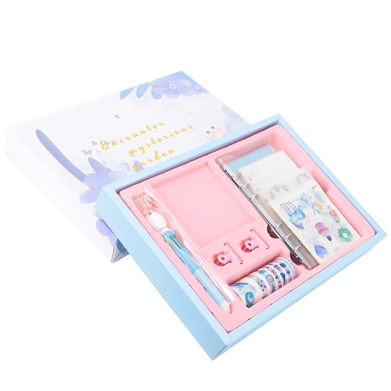 Notebook Set Checkered Girl's Heart Cute Thick Journal Gift Box
