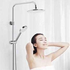 wadafen Duschkopfhalterung, 18-25 mm Verstellbar Duschbrause Halterung Universal Handbrause Halterung für Duschstange, Duschkopfhalterung Ohne Bohren, Brausehalter Drehbar für Bad Ersatz(Silber)