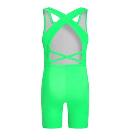 Phineein Girls Gymnastics Leotards Crisscross Back - Kids Sleeveless Ballet Dance Fancy Crossover Biketard, Lime Green, 6Y