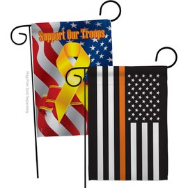 US Thin Orange Line Garden Flag - Pack Armed Forces EMT Paramedic EMS Nurse Emergency Medical Technician Supoort Support Our Troops - House Banner Small Yard Gift Double-Sided 13 X 18.5