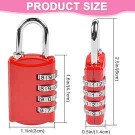 Pack of 6 Padlock Combination Lock, 4 Digit Padlock with Combination Code, Lock with Combination Code Made of Metal, Weatherproof, Combination Lock, Small Padlock for Lockers, Gate, Fence, 6 x 3 x 1.5