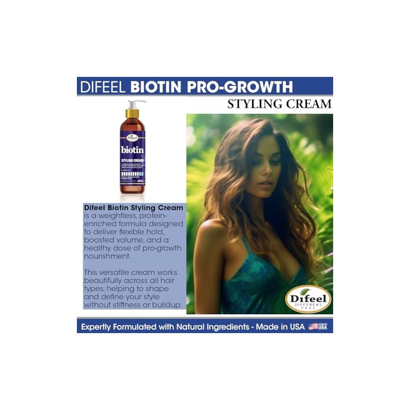 Difeel Biotin - Crema para peinar de 12 onzas, nivel
