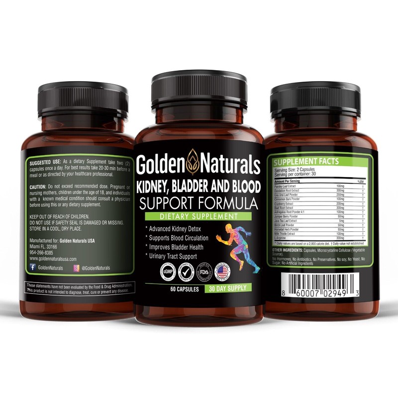 Golden Naturals Kidney, Bladder & Blood Support Formula 60ct