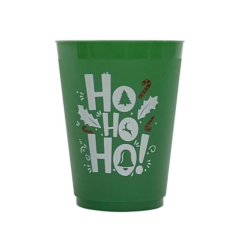 Cosiesnest 12Pcs Reusable Christmas Plastic Cups 450ML Red Party Cup
