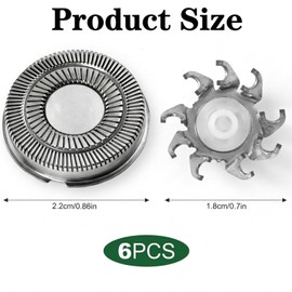 Pack of 6 replacement shaving heads compatible with Philips razors, Philips 5000 series, precision blades for razors 5000 series, suitable for models S1000 S2000 S3000 S1101 S1115