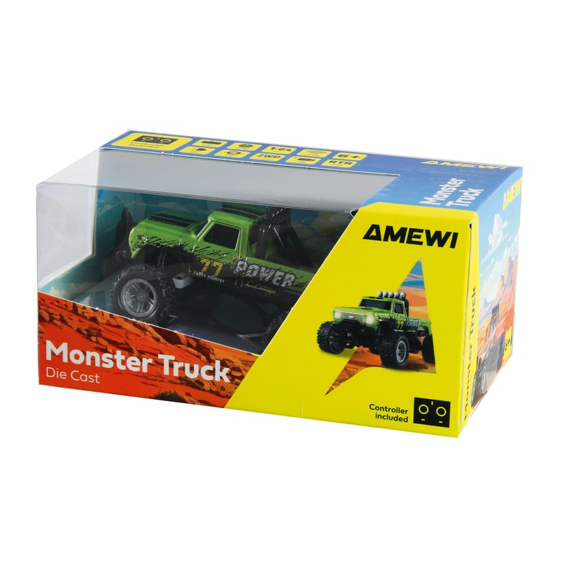 Amewi RC Monster Truck Die Cast 1:64, Remote Control in