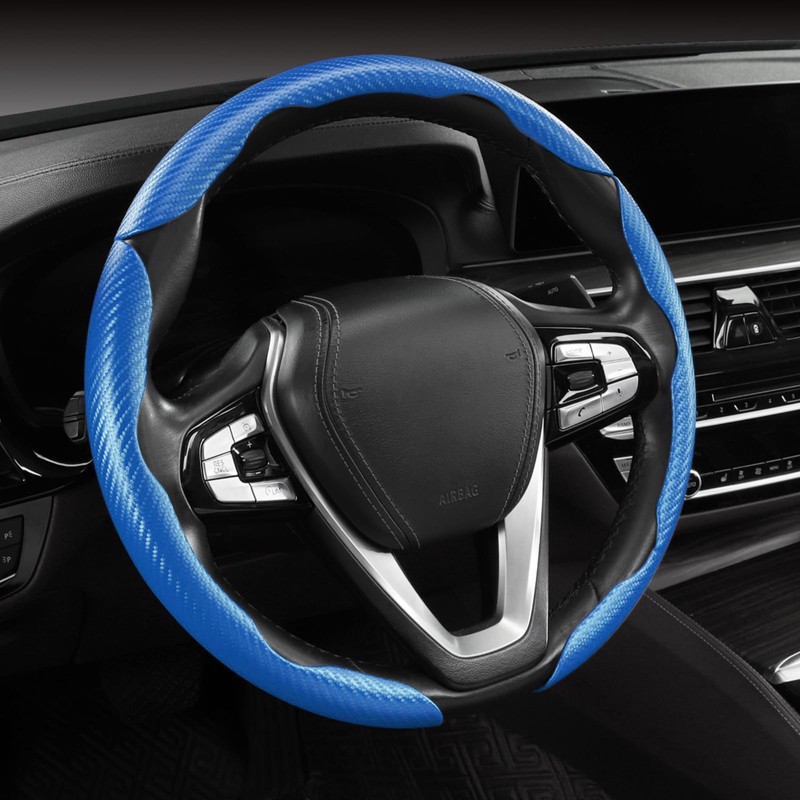 Carbon Fiber Steering Wheel Cover 3pcs Anti-Slip Car Steering Wheel
