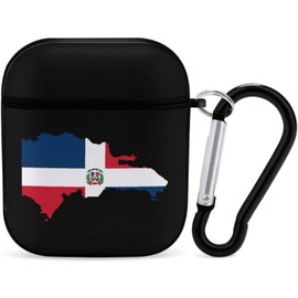 Funda con bandera de mapa de República Dominicana compatible con AirPods 1 y 2 Llavero