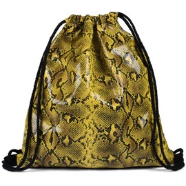 styleBREAKER 02012336 Women's Gym Bag with Surface in Python Snake Look Backpack Sports Bag, yellow / black, Rucksack