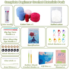 GOMETY Turtle Knitting Set for Adults, Crochet for Beginners, Crochet Set, DIY Set, Adults, Knitting Animals Crochet Set for Children, Gift, Crochet Set with Video Instructions (English language not