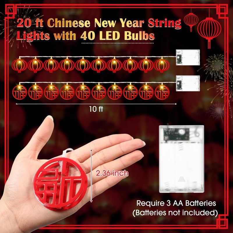 Blosssound 2 Pcs Chinese New Year LED String Light Decor