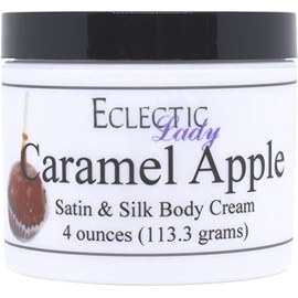 Eclectic Lady Caramel Apple Satin and Silk Cream, Body Cream, Body Lotion, 4 oz - Shea Butter, Aloe, Silk Amino Acids, Vitamin E, Phthalate-Free, Handcrafted in USA - Perfect For Women