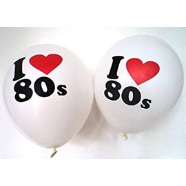 TRI 10 x 12" Asst Colour Latex Balloons Totally 80s I Love Eighties Birthday Party Event Celebration