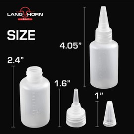 Lang Horn 8 Piece Applicator Bottles 60 ml squeeze bottle Condiment Bottles Glue Bottles Hair Oil Applicator Bottles
