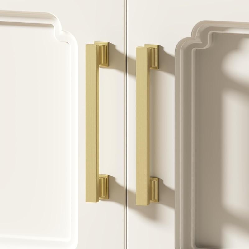 Rergy 10 Pack Gold Cabinet Handles, 6-1/4inch Hole Center Pulls,