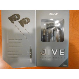 iWorld JIVE Earbuds MIC &amp; REMOTE &amp; Tangle Free Cable Earphones BLACK EJV-1000