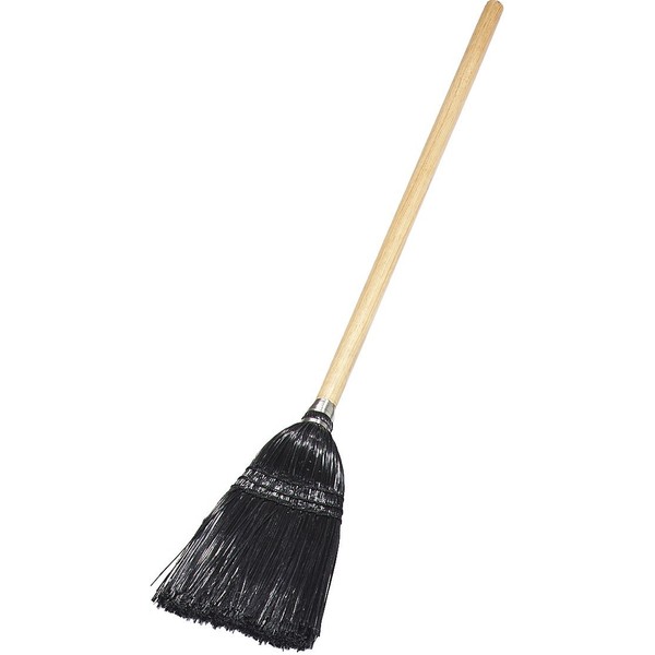 Carlisle 4168303 Synthetic Corn Toy/Lobby Broom with Wood Handle, Polypropylene Bristles, 40" Overall Length, Black (Case of 12)