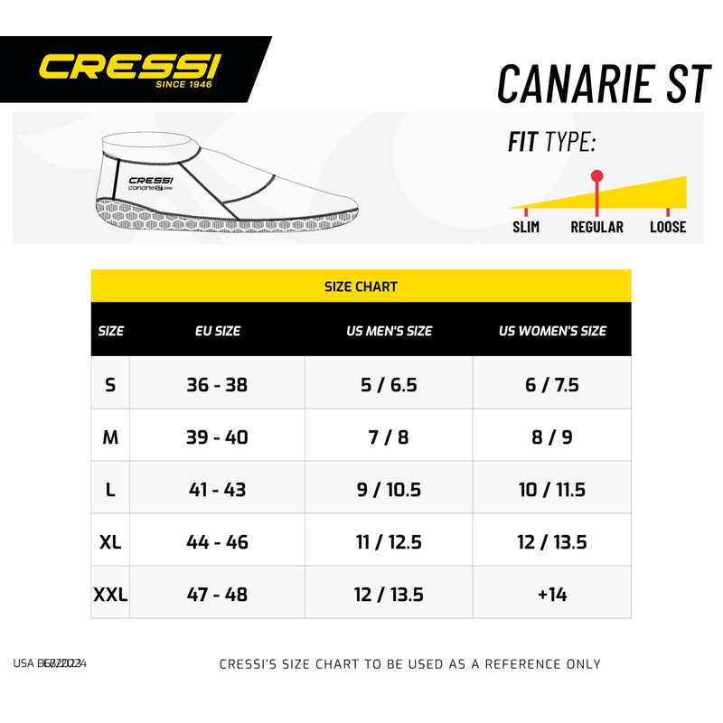 CRESSI Canarie ST 2 mm Diving Socks, Black/Black, M