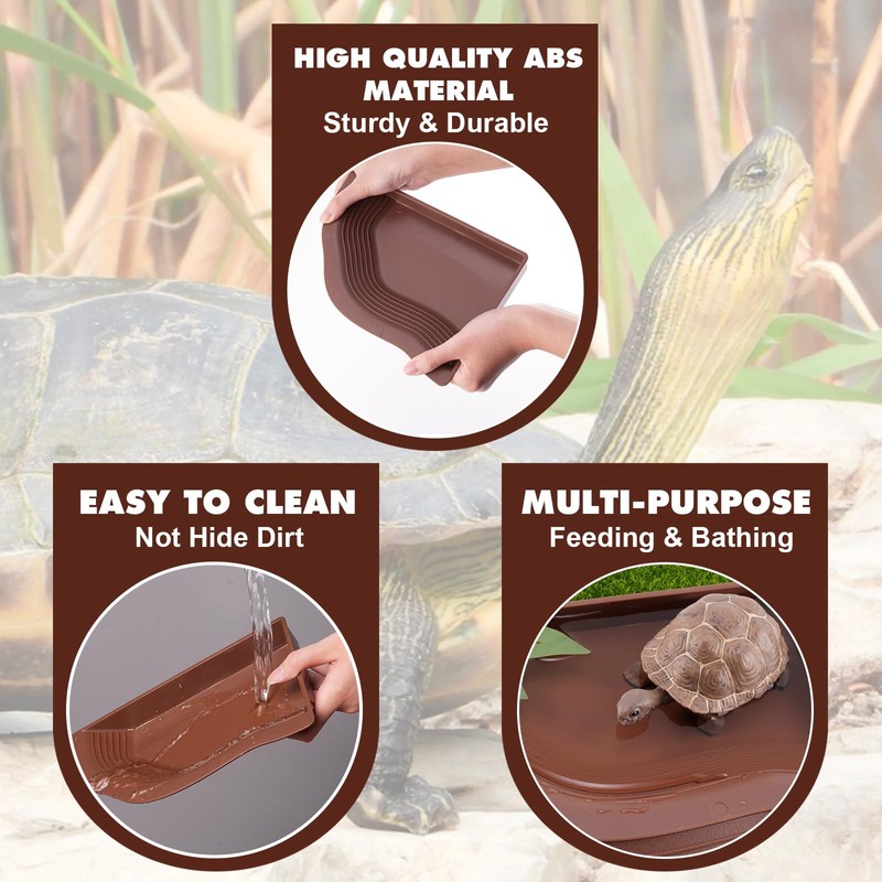 Swirge Tortoise Water Dish with Ramp, 3PCS Tortoise Food Water