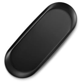ecooe Extra Large 30 x 12 cm Tray Black Plate Stainless Steel Cosmetic Organiser Small Items Tray - 1 Piece, Decorative Plate for Jewellery Cosmetics Candles Dessert