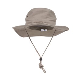 Brushed Twill Aussie HAT with Side Snaps and Chin Cord, Khaki Large