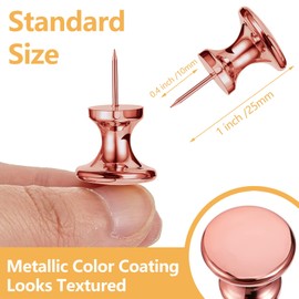 Outus 60 Pcs Giant Push Pins Jumbo Tacks 1 Inch Plastic Head for Cork Board Map Posters Decorations Gifts Under 10 Dollars (Gold,Silver,Copper,Pink,Gray)