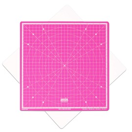 ANSIO 360° Rotating Self Healing Cutting Mat - Craft, Quilting, Sewing, Scrapbooking, Fabric & Papercraft - Imperial 13 Inch x 13 Inch Square Self Healing rotating cutting mat - Pink