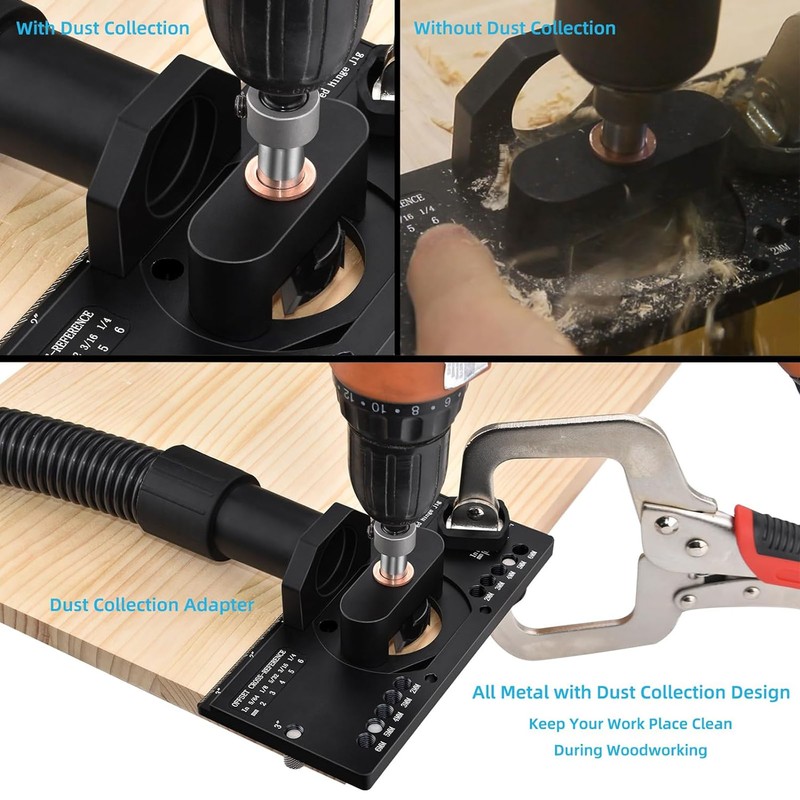 35mm Concealed Hinge Jig Kit Aluminum Alloy Drilling Depth Adjustable