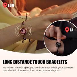 TOTWOO Long Distance Touch Bracelets for Couples,Bluetooth Connection Light up &vibration love Bracelets, Long Distance Relationship Gifts for Friend, Couples Smart Jewelry