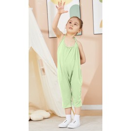 Darkyazi Baby Summer Jumpsuits for Girls Kids Cute Backless Harem Strap Romper Jumpsuit Toddler Pants Size 2-8Y (4T, Green)