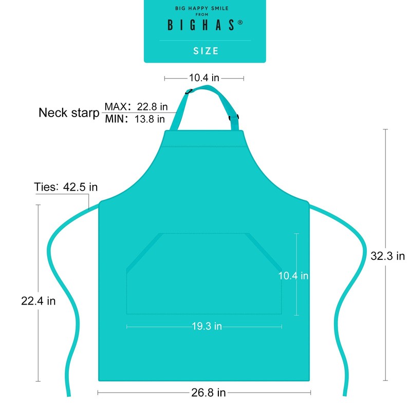 BIGHAS Adjustable Bib Apron with Long Ties for Women Men