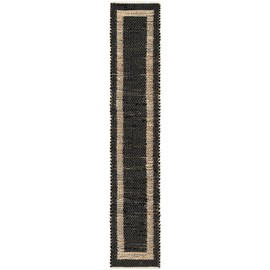 Unique Loom Chindi Jute Collection Area Rug (1' 2" x 8' Table Runner Black/Navy Blue)
