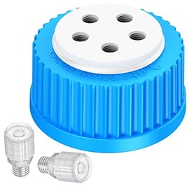 GL45 5-Port Cap/Safety Filling Cap for 1/8" Inch OD Tubing,Solvent Delivery Cap with Two 1/4"-28 Thread Inserts Holes,for Glass Bottles by ZHANXUBIO (5 Ports for 1/8" Tubing)